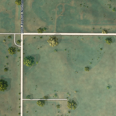 Second close-up of the map of Ruso, North Dakota print showing more streets and buildings