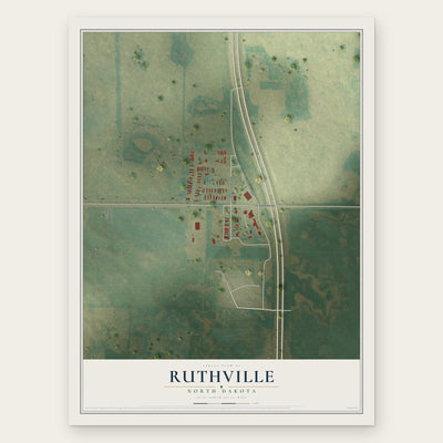 Ruthville, North Dakota map print, the full design