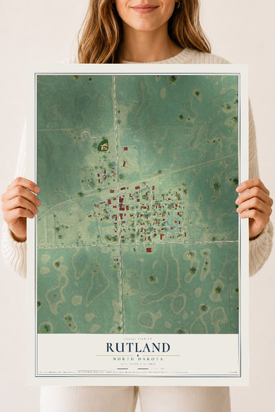 Map of Rutland, North Dakota, 18 x 24 inch unframed archival matte print