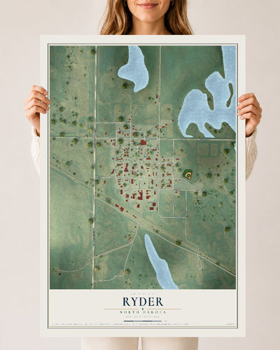 Map of Ryder, North Dakota, 24 x 36 inch unframed archival matte print
