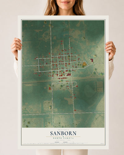 Map of Sanborn, North Dakota, 24 x 36 inch unframed archival matte print