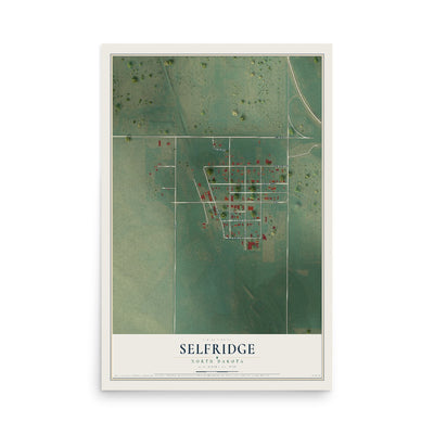Map of Selfridge, North Dakota, 12 x 18 inch unframed archival matte print
