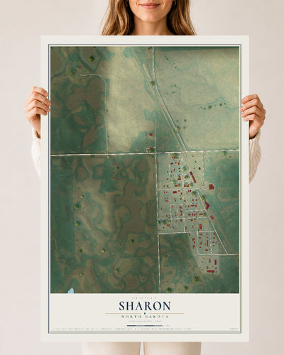 Map of Sharon, North Dakota, 24 x 36 inch unframed archival matte print