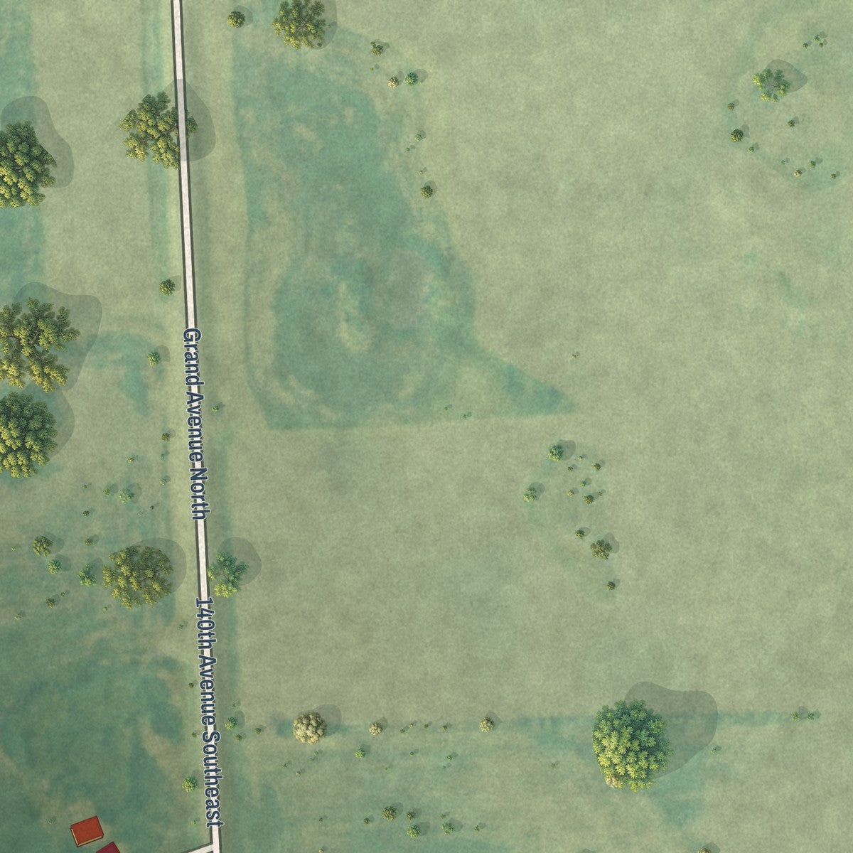 Second close-up of the map of Sheldon, North Dakota print showing more streets and buildings