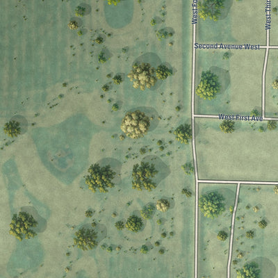 Second close-up of the map of Sherwood, North Dakota print showing more streets and buildings