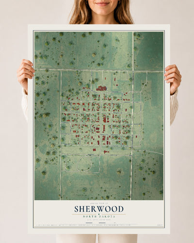 Map of Sherwood, North Dakota, 24 x 36 inch unframed archival matte print