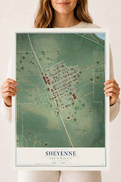Map of Sheyenne, North Dakota, 18 x 24 inch unframed archival matte print