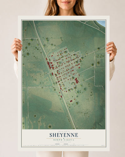 Map of Sheyenne, North Dakota, 24 x 36 inch unframed archival matte print