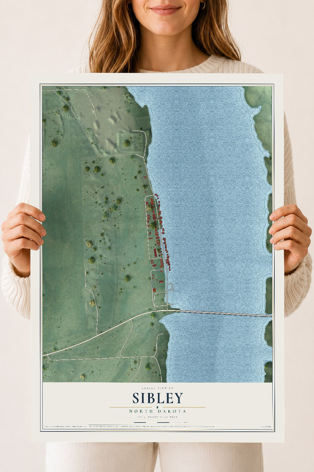 Map of Sibley, North Dakota, 18 x 24 inch unframed archival matte print
