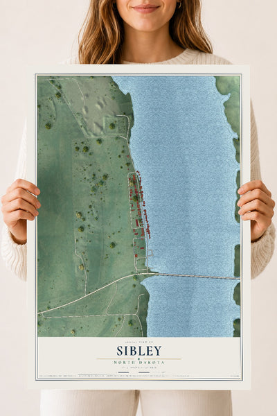 Map of Sibley, North Dakota, 18 x 24 inch unframed archival matte print