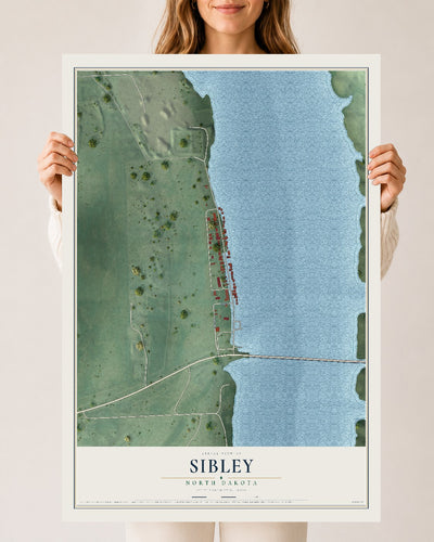 Map of Sibley, North Dakota, 24 x 36 inch unframed archival matte print