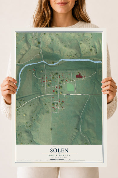 Map of Solen, North Dakota, 18 x 24 inch unframed archival matte print