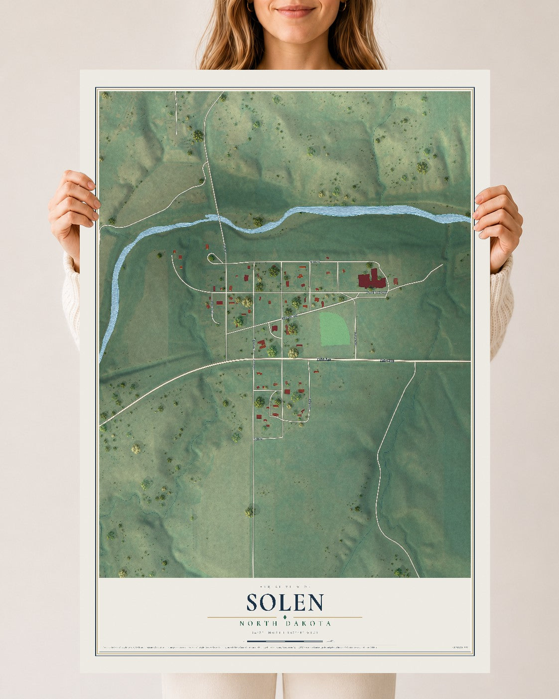 Map of Solen, North Dakota, 24 x 36 inch unframed archival matte print