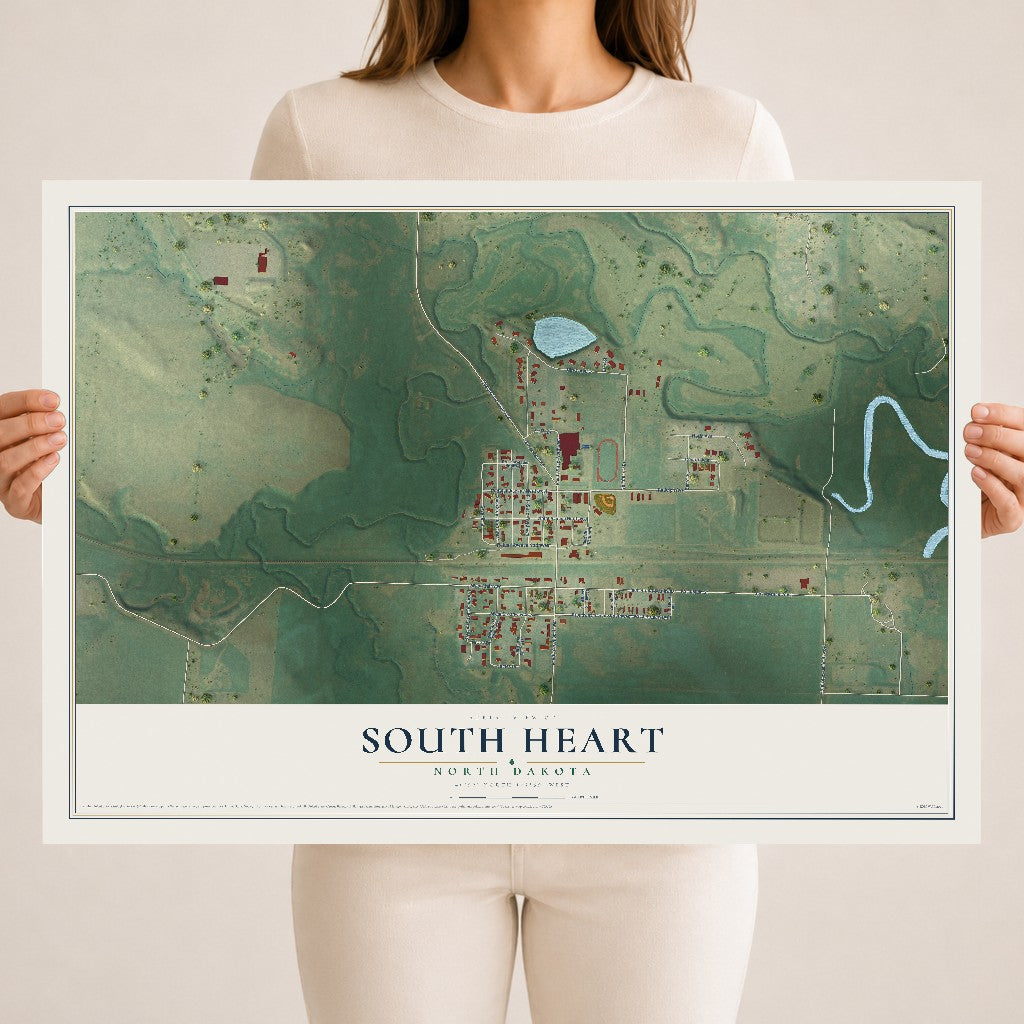 Map of South Heart, North Dakota, 18 x 24 inch unframed archival matte print