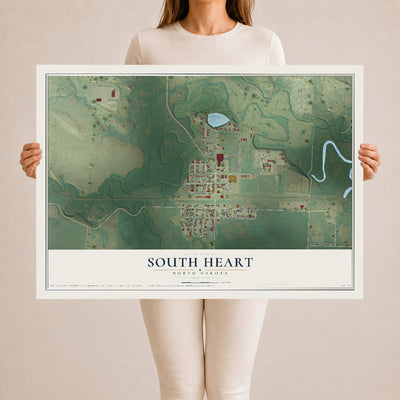 Map of South Heart, North Dakota, 24 x 36 inch unframed archival matte print