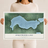 Map of Spiritwood Lake, North Dakota, 12 x 18 inch unframed archival matte print