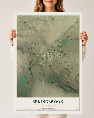 Map of Springbrook, North Dakota, 24 x 36 inch unframed archival matte print