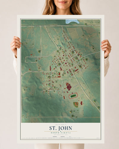 Map of St. John, North Dakota, 24 x 36 inch unframed archival matte print