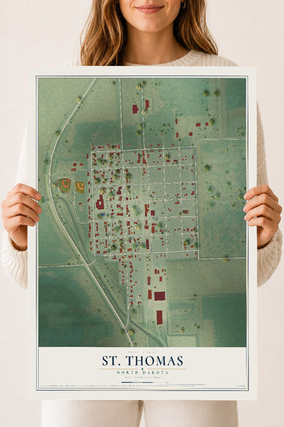 Map of St. Thomas, North Dakota, 18 x 24 inch unframed archival matte print