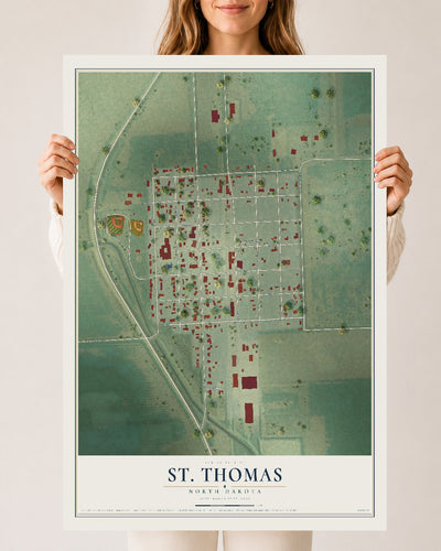 Map of St. Thomas, North Dakota, 24 x 36 inch unframed archival matte print