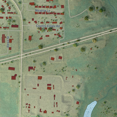Second close-up of the map of Stanley, North Dakota print showing more streets and buildings