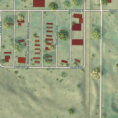 Second close-up of the map of Stanton, North Dakota print showing more streets and buildings