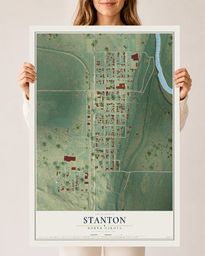 Map of Stanton, North Dakota, 24 x 36 inch unframed archival matte print