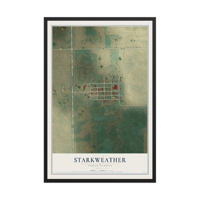 Map of Starkweather, North Dakota, 12 x 18 inch print in a black wood frame
