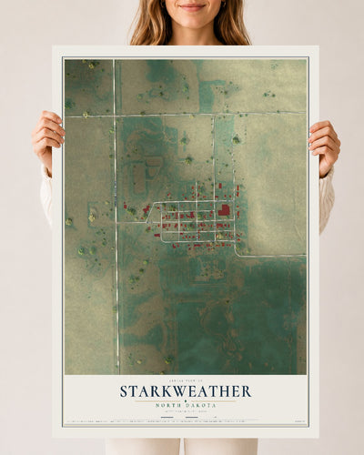 Map of Starkweather, North Dakota, 24 x 36 inch unframed archival matte print