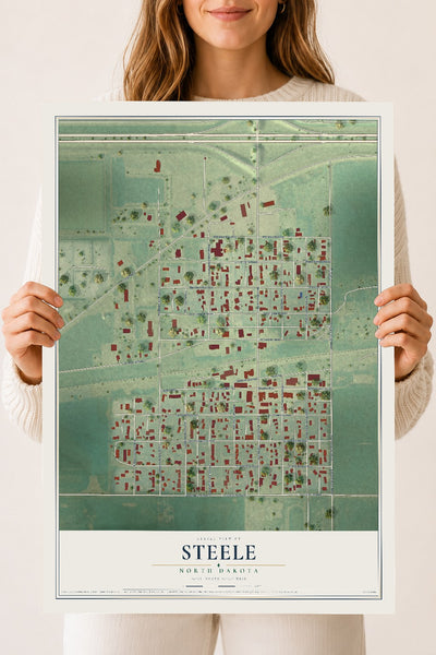 Map of Steele, North Dakota, 18 x 24 inch unframed archival matte print