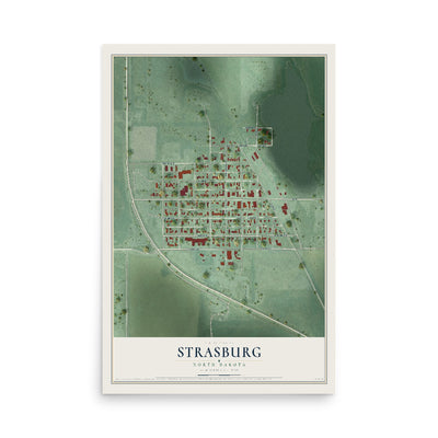 Map of Strasburg, North Dakota, 12 x 18 inch unframed archival matte print