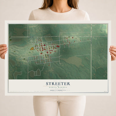 Map of Streeter, North Dakota, 18 x 24 inch unframed archival matte print