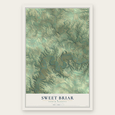 Sweet Briar, North Dakota map print, the full design