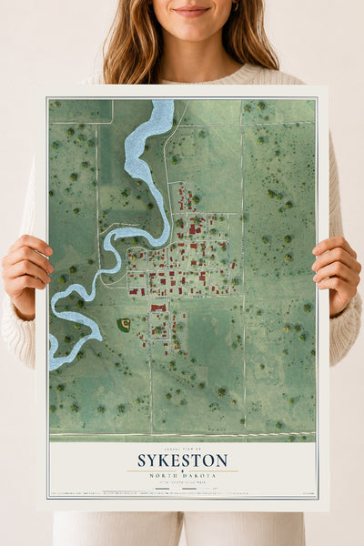 Map of Sykeston, North Dakota, 18 x 24 inch unframed archival matte print