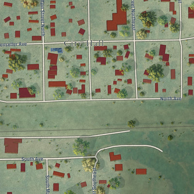 Close-up of the map of Tappen, North Dakota print showing street and building detail