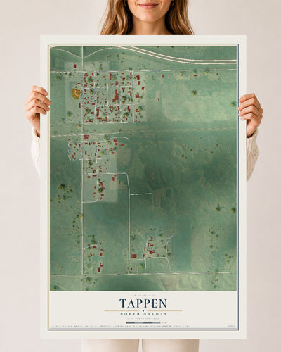 Map of Tappen, North Dakota, 24 x 36 inch unframed archival matte print