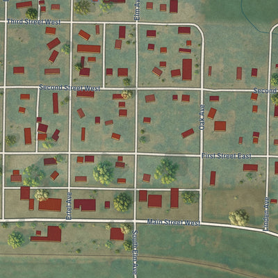 Close-up of the map of Taylor, North Dakota print showing street and building detail
