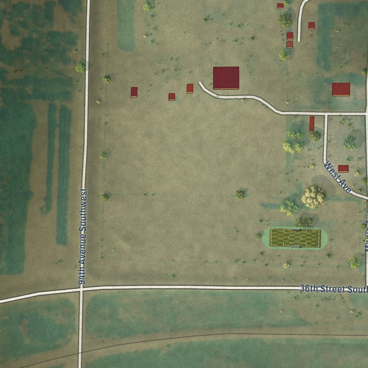 Second close-up of the map of Taylor, North Dakota print showing more streets and buildings