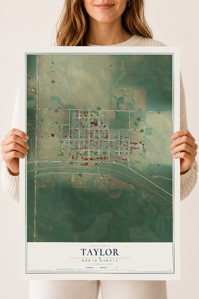 Map of Taylor, North Dakota, 18 x 24 inch unframed archival matte print