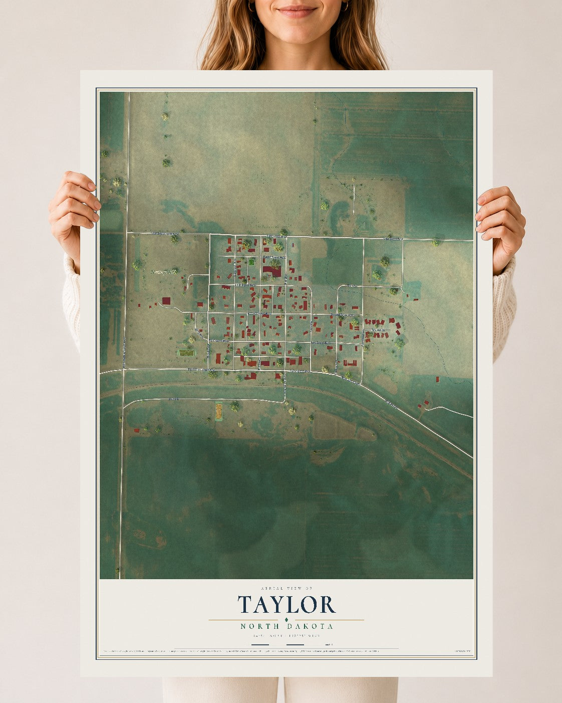 Map of Taylor, North Dakota, 24 x 36 inch unframed archival matte print