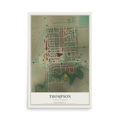 Map of Thompson, North Dakota, 12 x 18 inch unframed archival matte print