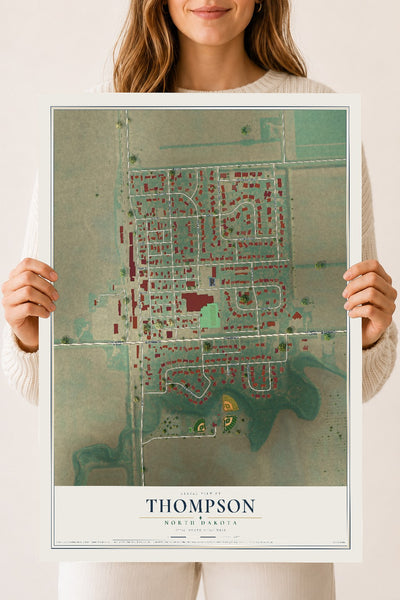 Map of Thompson, North Dakota, 18 x 24 inch unframed archival matte print