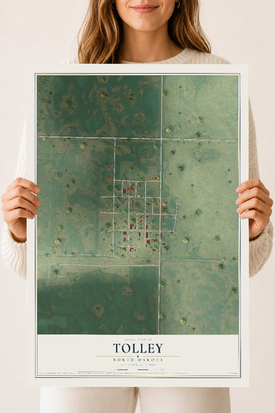 Map of Tolley, North Dakota, 18 x 24 inch unframed archival matte print