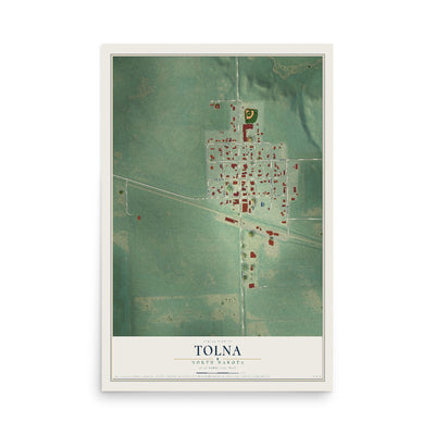 Map of Tolna, North Dakota, 12 x 18 inch unframed archival matte print