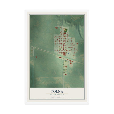 Map of Tolna, North Dakota, 12 x 18 inch print in a white wood frame