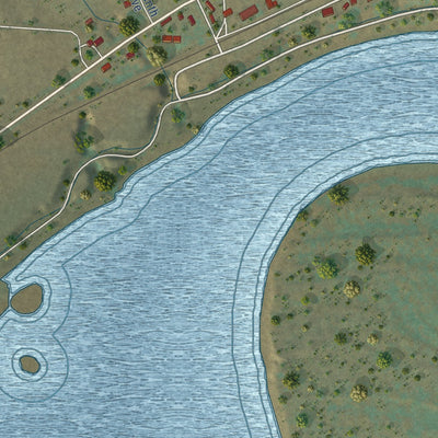 Close-up of the map of Trenton, North Dakota print showing street and building detail