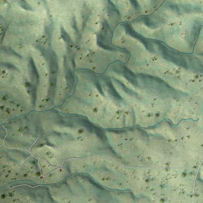 Close-up of the map of Twin Buttes, North Dakota print showing street and building detail