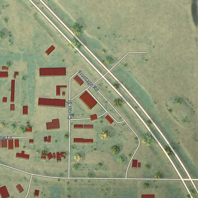 Second close-up of the map of Underwood, North Dakota print showing more streets and buildings