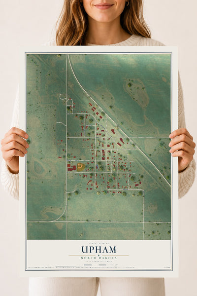 Map of Upham, North Dakota, 18 x 24 inch unframed archival matte print