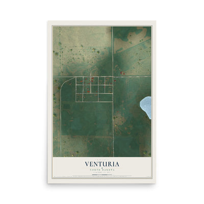 Map of Venturia, North Dakota, 12 x 18 inch unframed archival matte print
